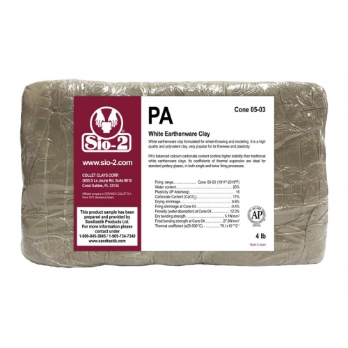 SIO-2® PA - White Earthenware Clay, Low Fire, 4 lb Sample
